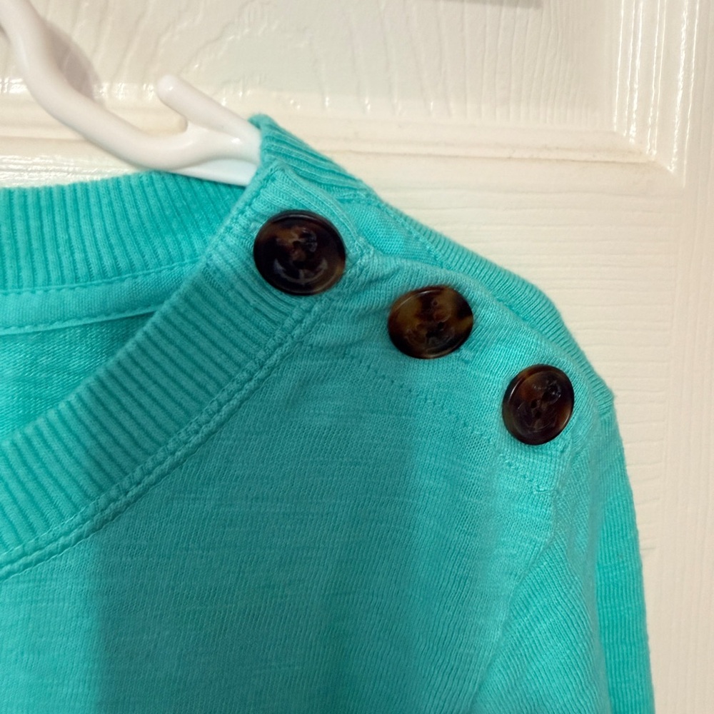 J. Crew Turquoise Button-Accent Sweatshirt - Picture 3 of 5